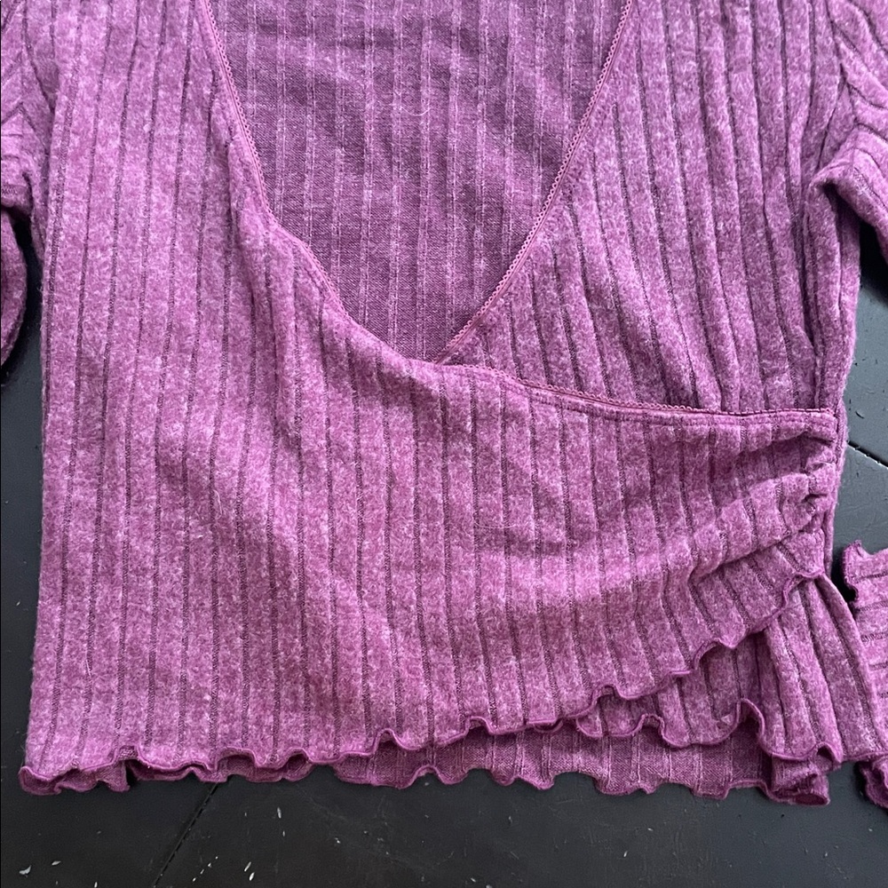 Out From Under Ribbed Wrap Top - Picture 4 of 8